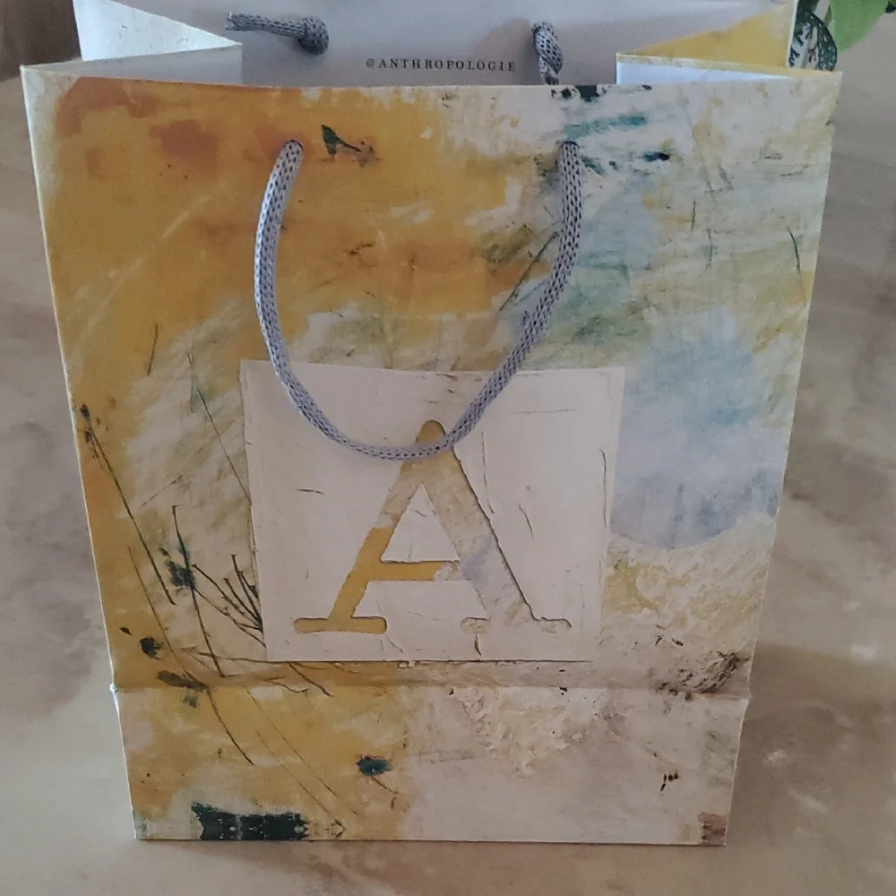 Anthropologie Monogram 'A' Gift Bag - Green and Yellow